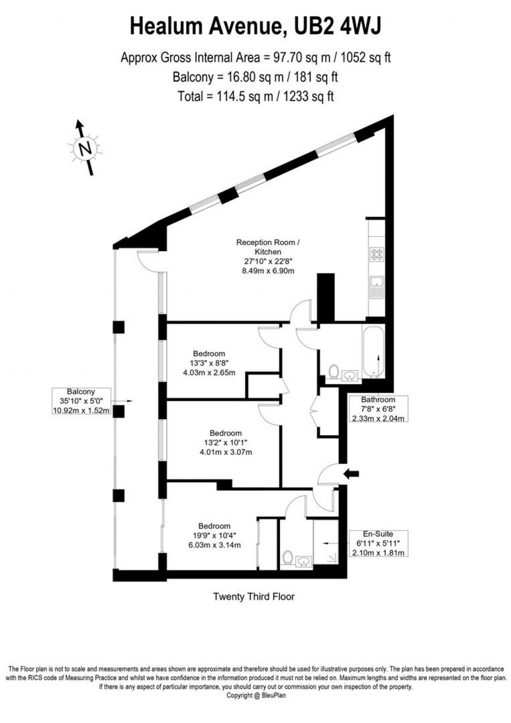 Floorplans For Ashwell House, Healum Avenue, Southall, UB1