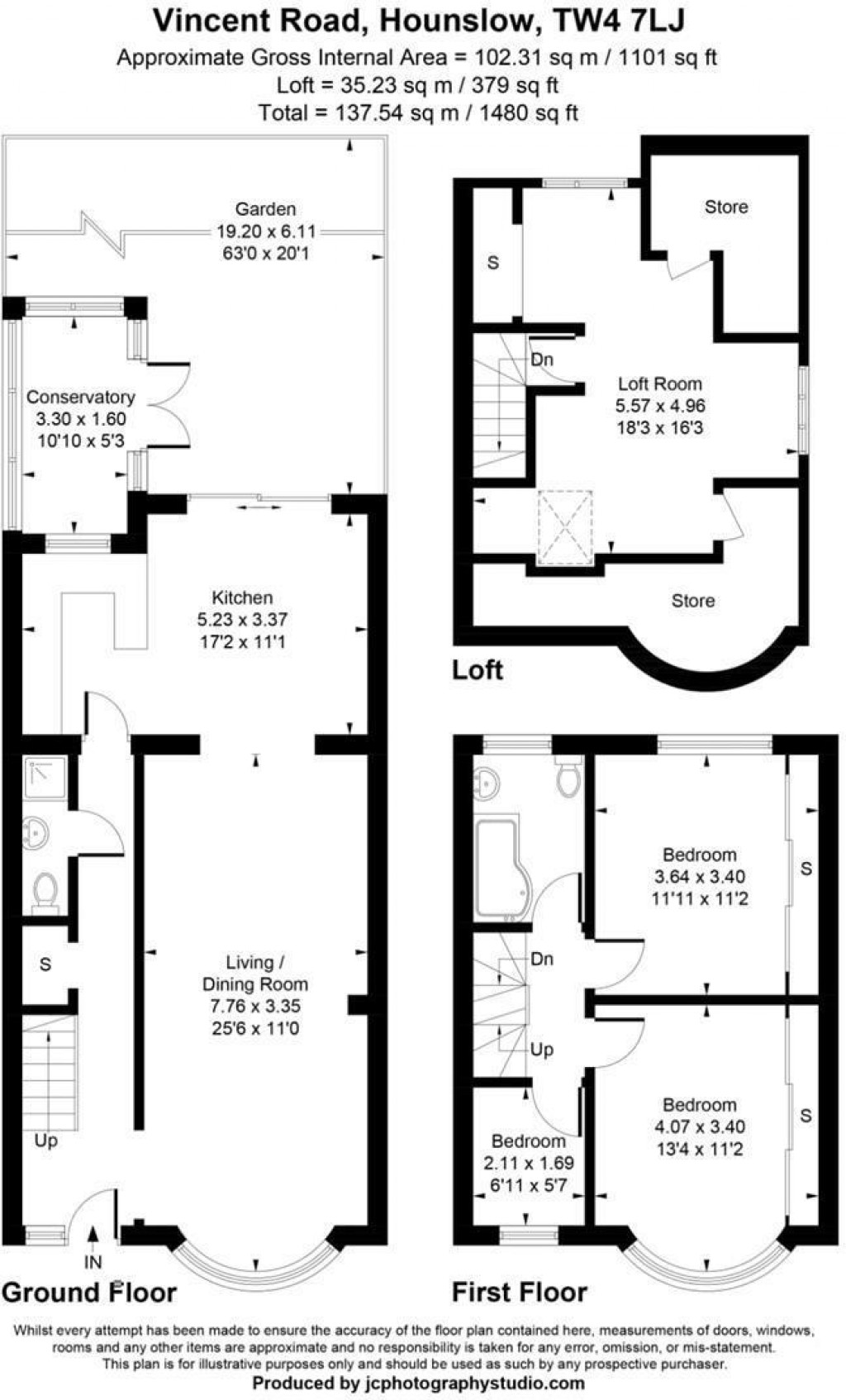 Floorplans For Vincent Road, Hounslow, TW4